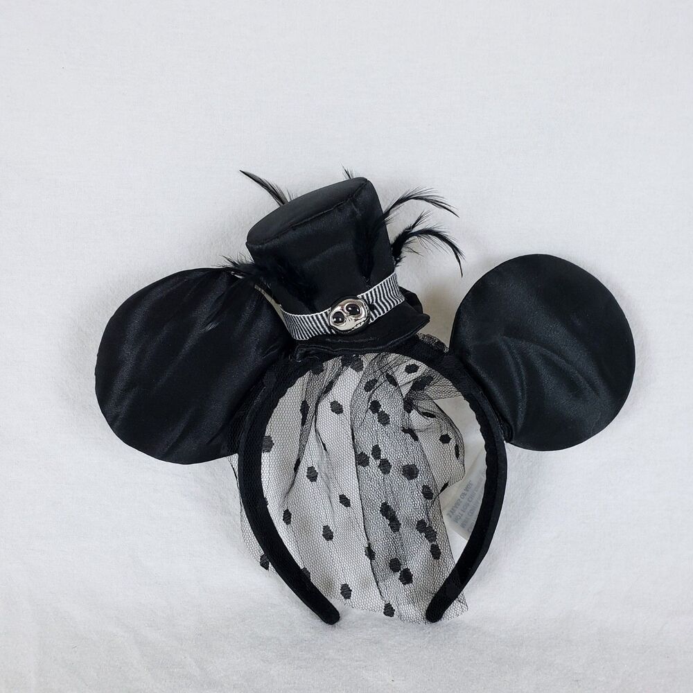 Disney Parks Nightmare Before Christmas Ears Headband Tophat Veil Black